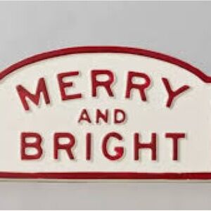 Hearth & Hand Festive Red and Cream Merry and Bright Sign